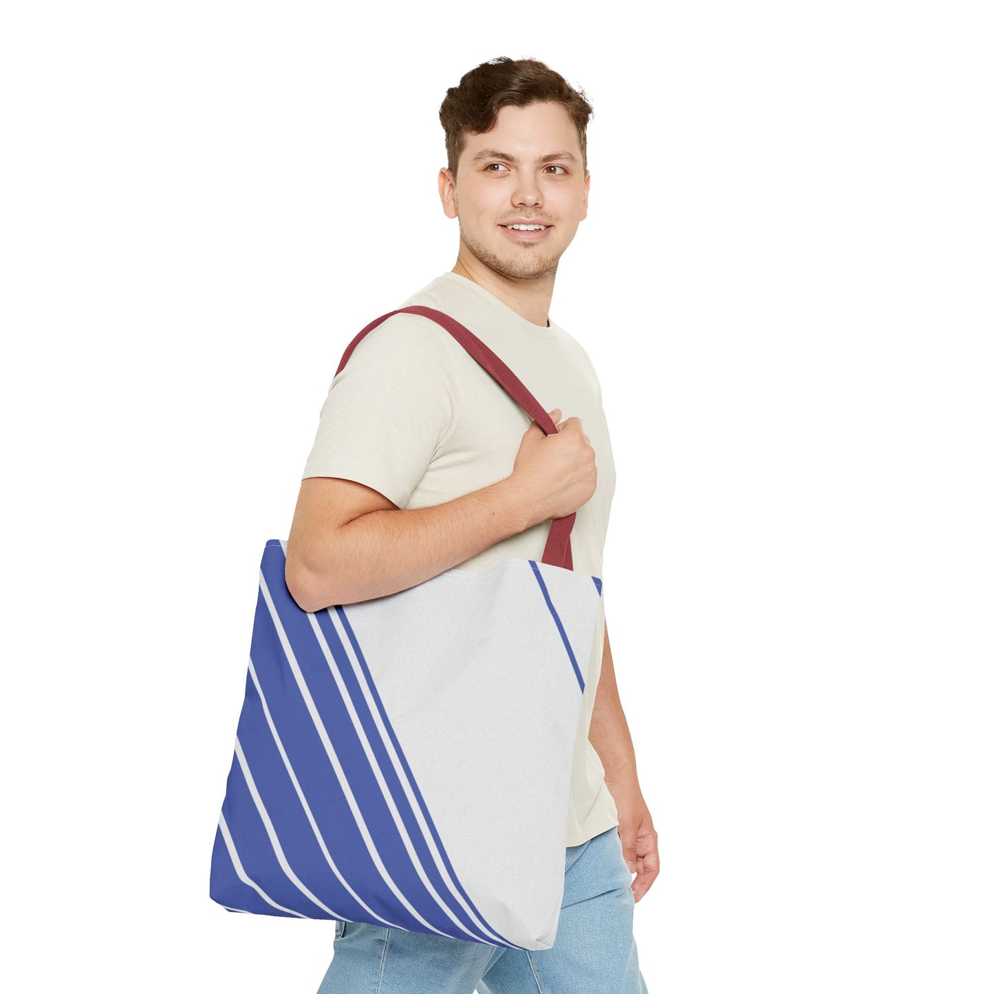 Chic Blue Striped Tote Bag, Stylish Reusable Shopping Bag, Beach Bag, Everyday Carry, Gift for Her