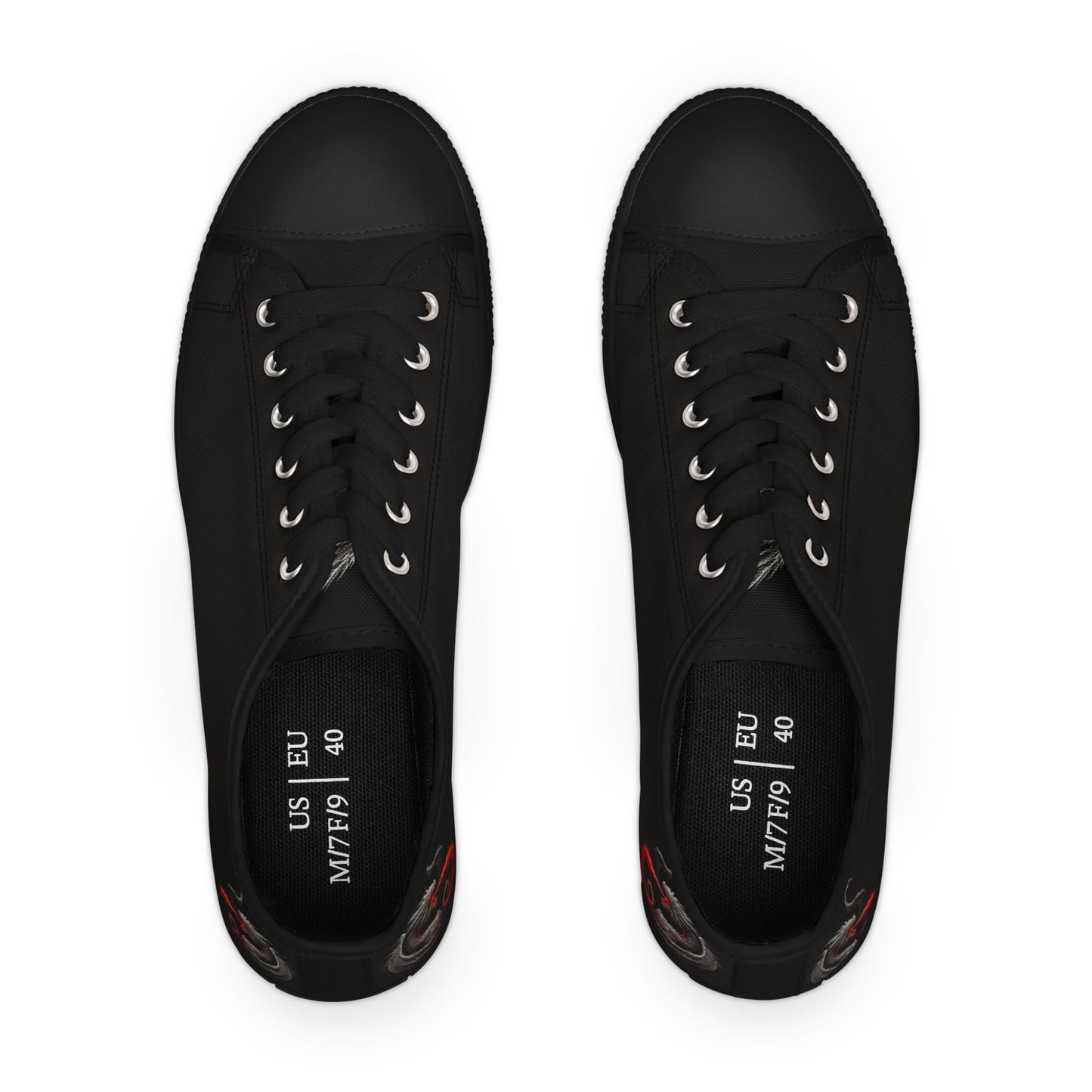 Low Top Sneakers — Black Dragon Wing Accent