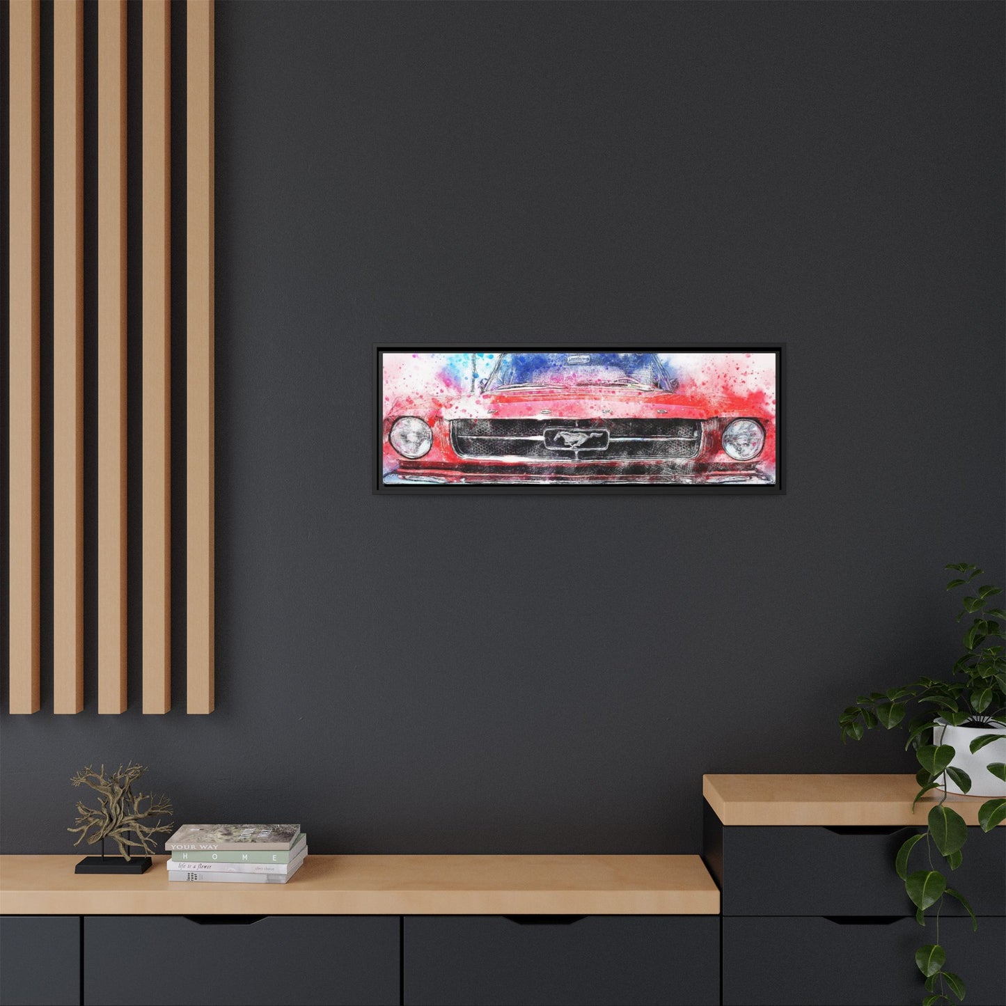 Matte Canvas, Framed Mustang Car