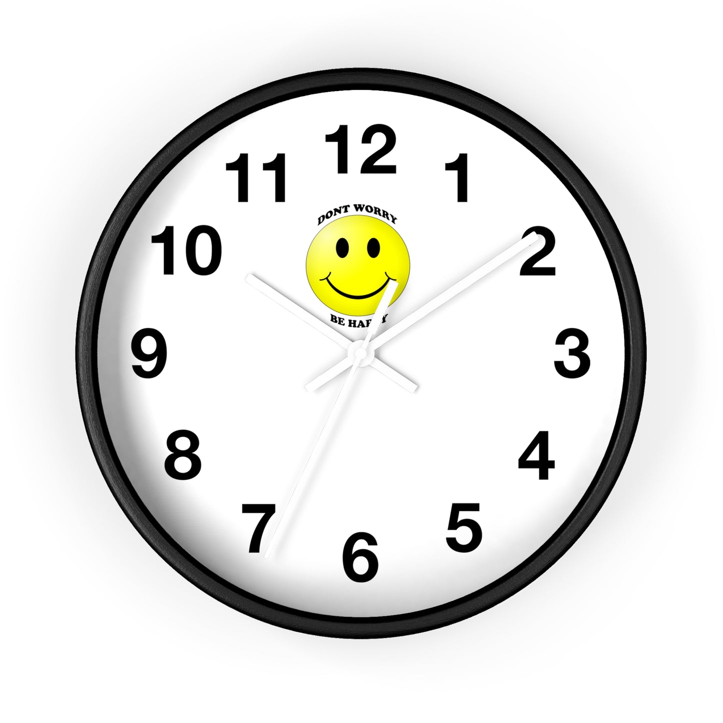 Cheerful Wall Clock with Smiley Face - Don't Worry Be Happy - Home Decor, Gift for Friends, Motivational Decor, Office Wall Art