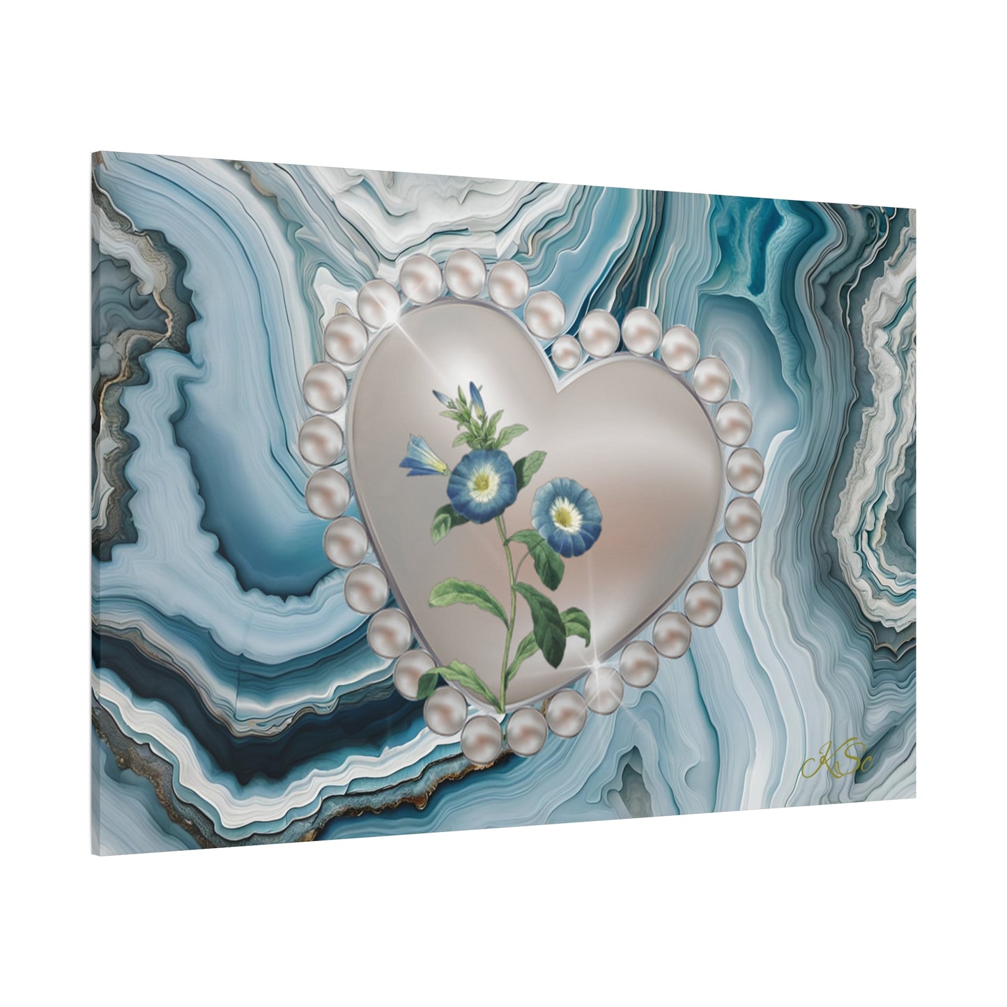 Elegant Floral Heart Canvas Wall Art, Modern Home Decor, Gift for Her