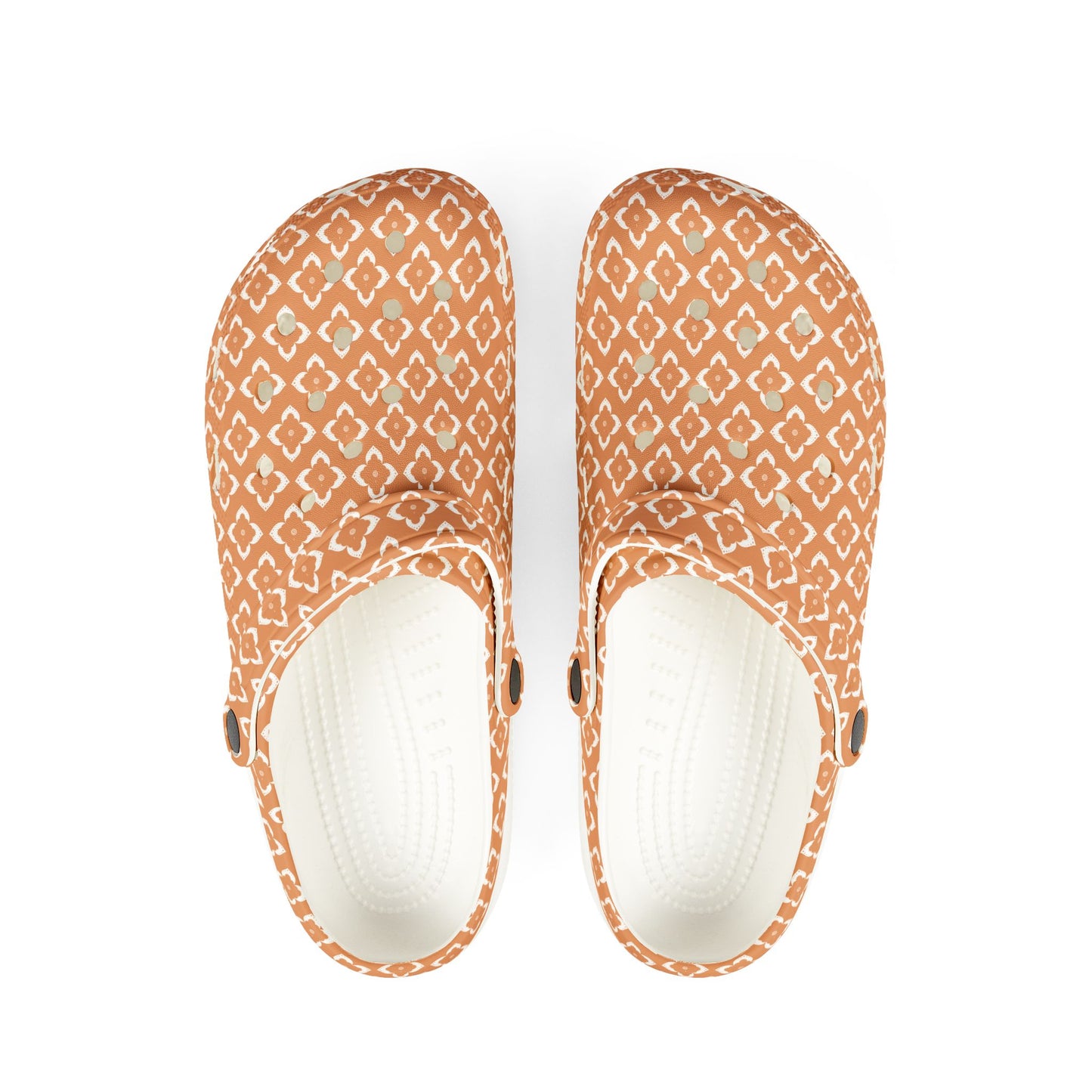 EVA Foam Clogs — Terracotta Geometric Pattern Slip-On Shoes