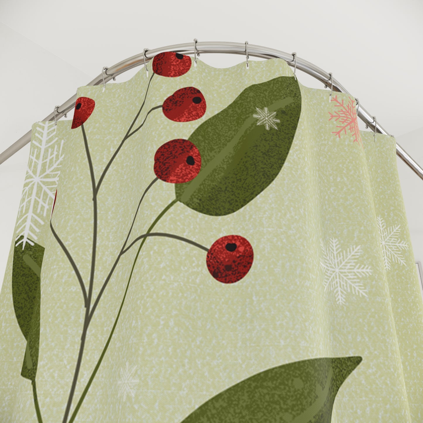 Festive Floral Shower Curtain, Winter Decor, Holiday Bathroom Accessory, Christmas Gift, Cozy Home
