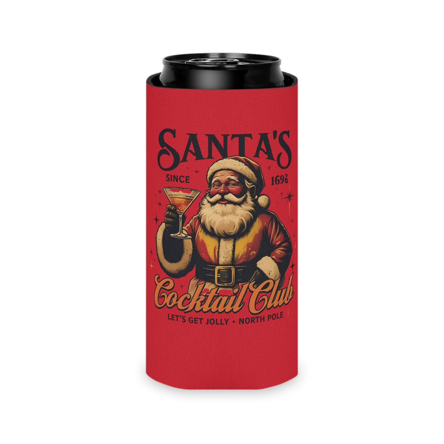 Festive Santa Can Cooler, Holiday Drink Insulator, Christmas Party Vibe, Perfect for Gifts and Gatherings, Drinkware for Celebrations