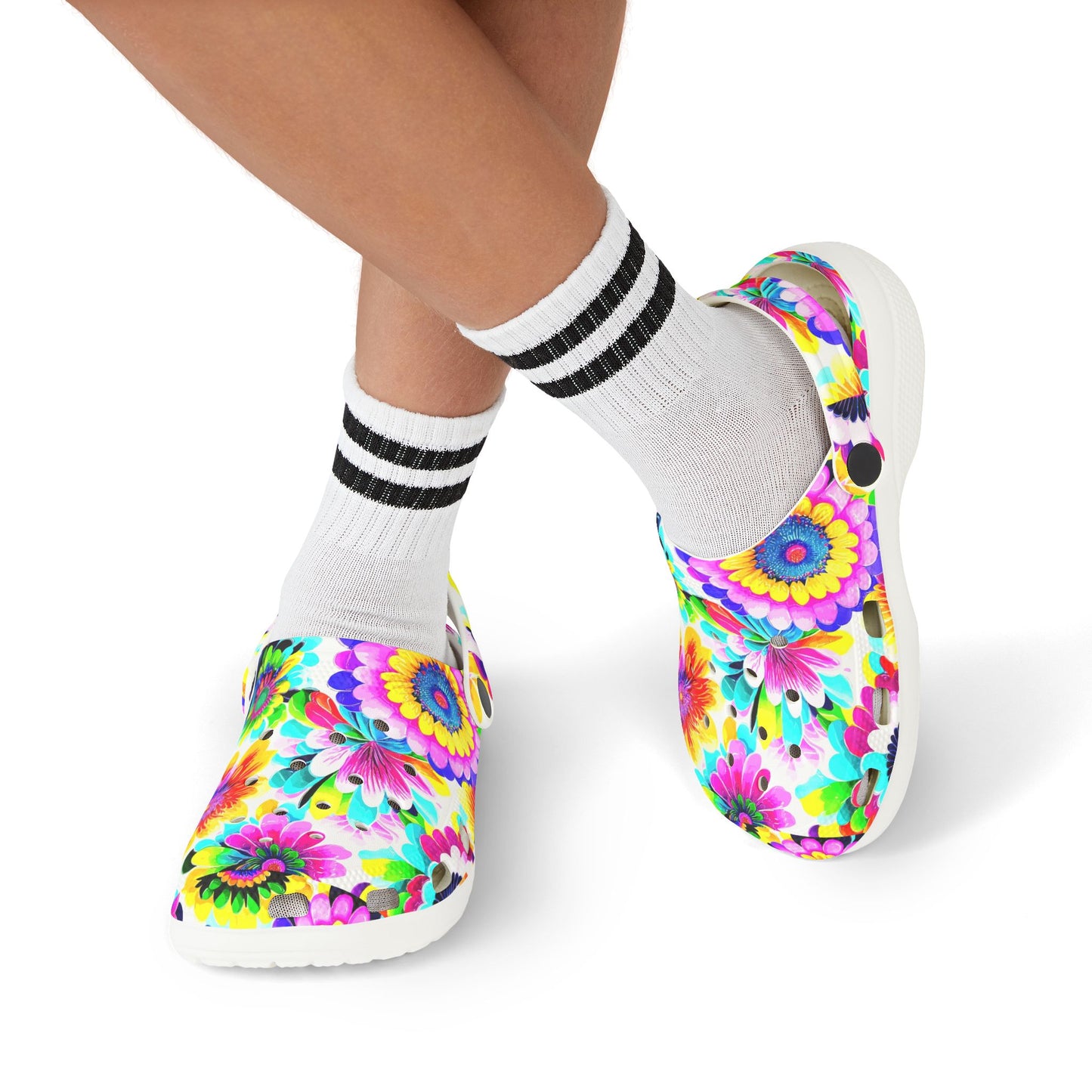 Vibrant Kid's EVA Foam Clogs - Colorful Floral Design, Perfect for Spring, Everyday Wear, Playdates, Summer Fun, Outdoor Adventures