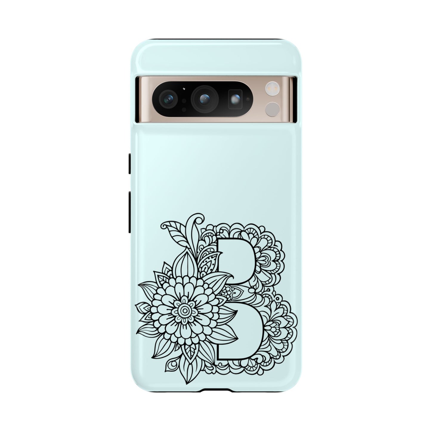 Personalized Tough Phone Case- Letter B, Floral Monogram Cell Phone Cover, Custom Protective Case, Unique Gift, Birthday, Graduation