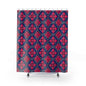 Floral Tile Shower Curtain — Navy & Fuchsia Patterned Bath Decor