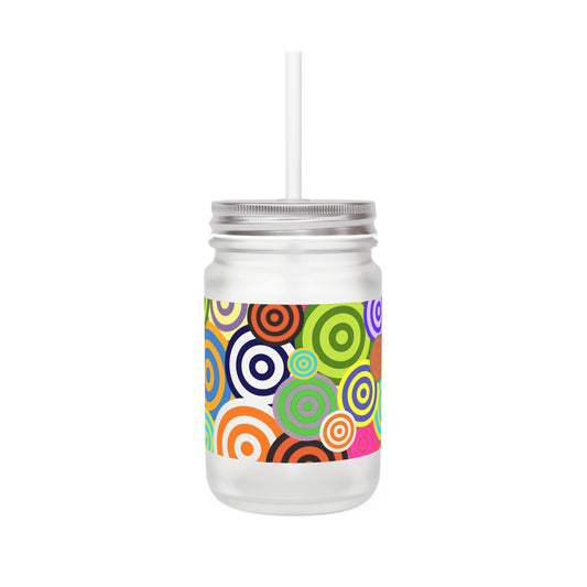 Colorful Mason Jar Tumbler, Fun Drinkware for Parties, Vintage Style Glass, Gift for Her, Boho Home Decor