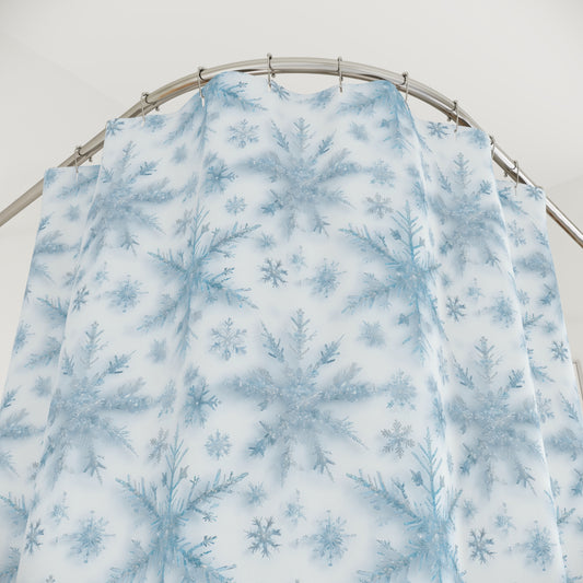 Winter Wonderland Shower Curtain, Snowflake Bathroom Decor, Holiday Gift, Seasonal Home Accent, Winter-Themed Bathroom Must-Have