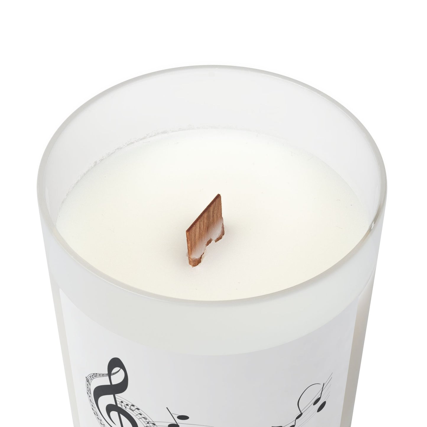 Musical Notes Frosted Glass Candle - 11oz Aromatherapy Gift with Wooden Lid