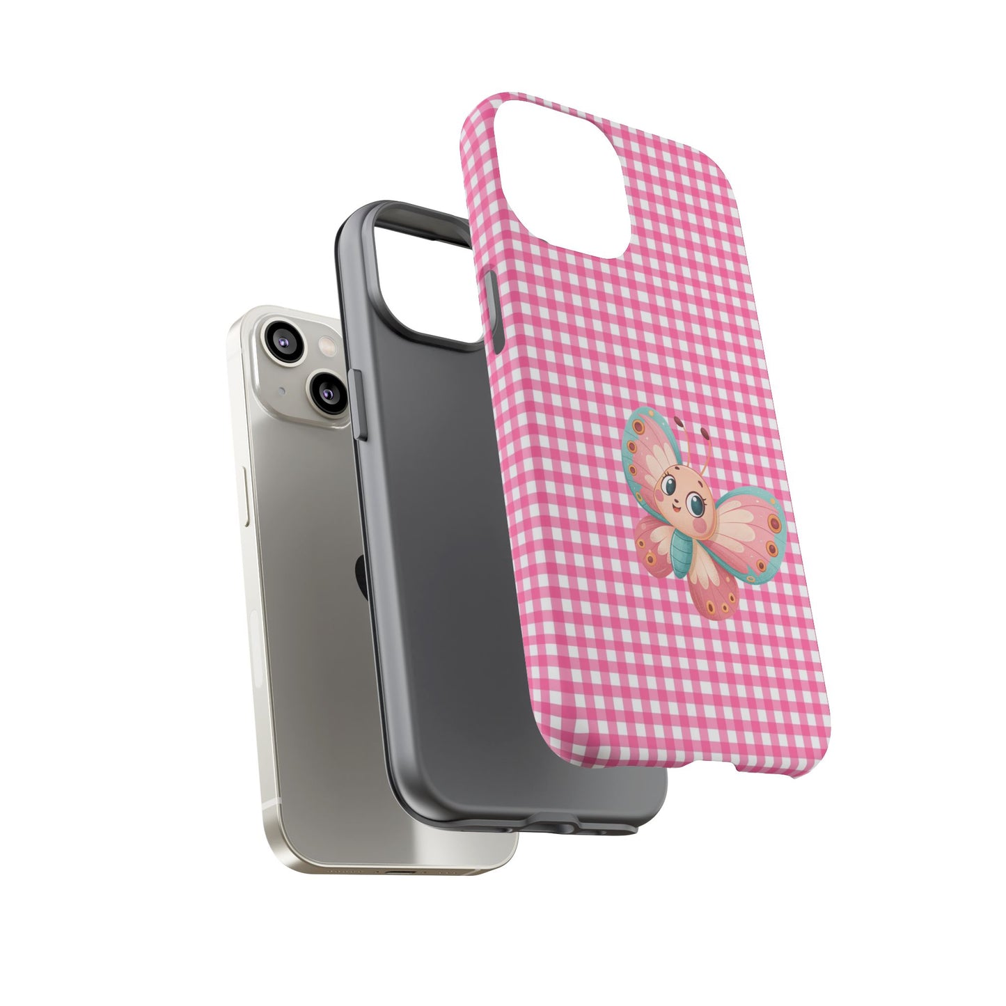 Cute Butterfly Phone Case, Tough Cases, Floral Phone Accessory, Gift for Her, Spring Fashion, Kids' Birthday Present, Pastel Aesthetic