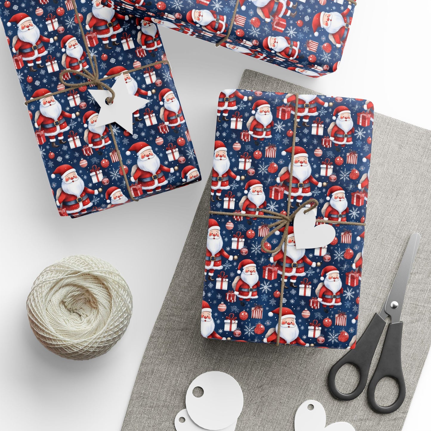 Santa Pattern Wrapping Paper Roll — Festive Christmas Gift Wrap
