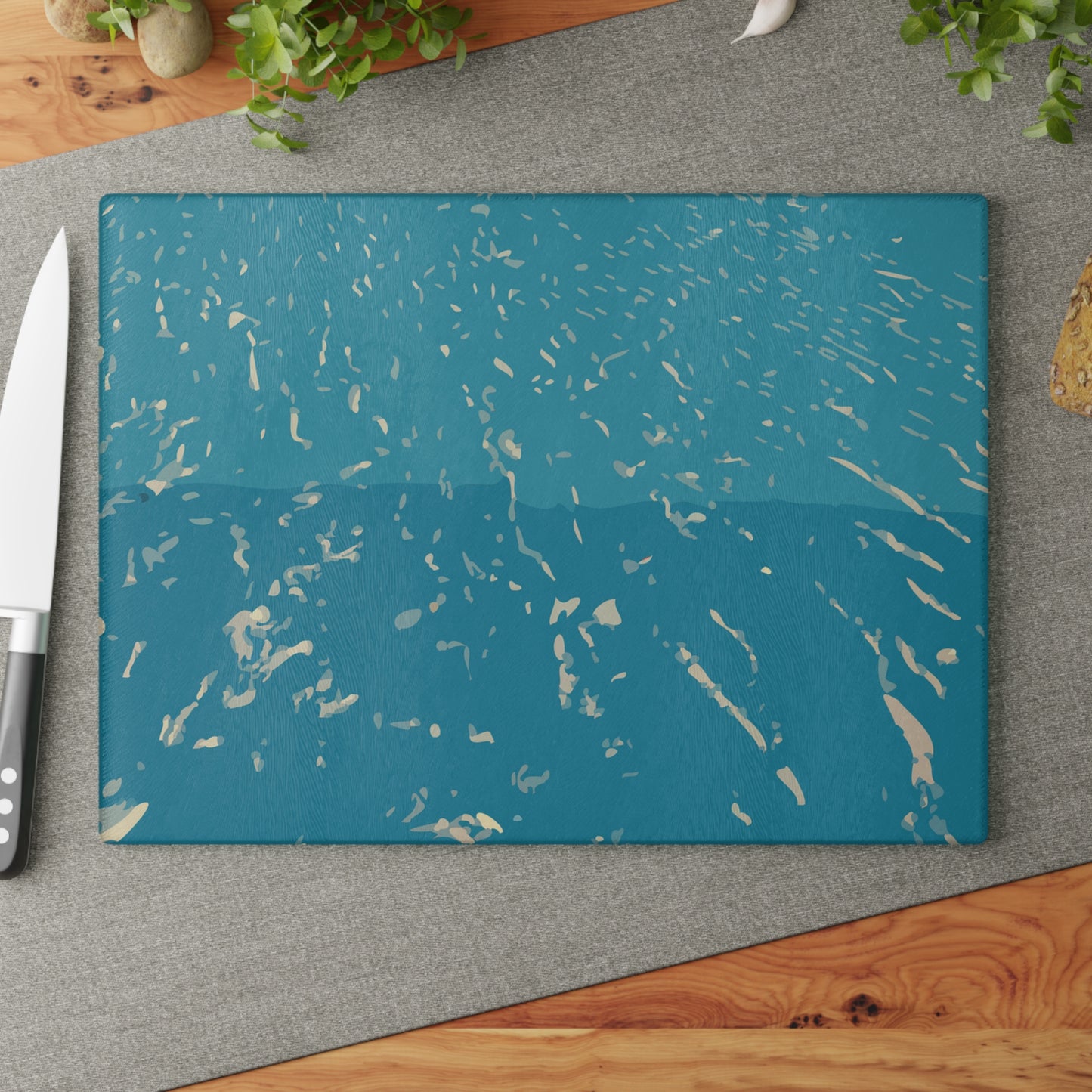 Aqua Wave Glass Cutting Board | Kitchen Decor, Unique Gift, Cooking Accessory, Home Chef Essentials, Wedding Registry