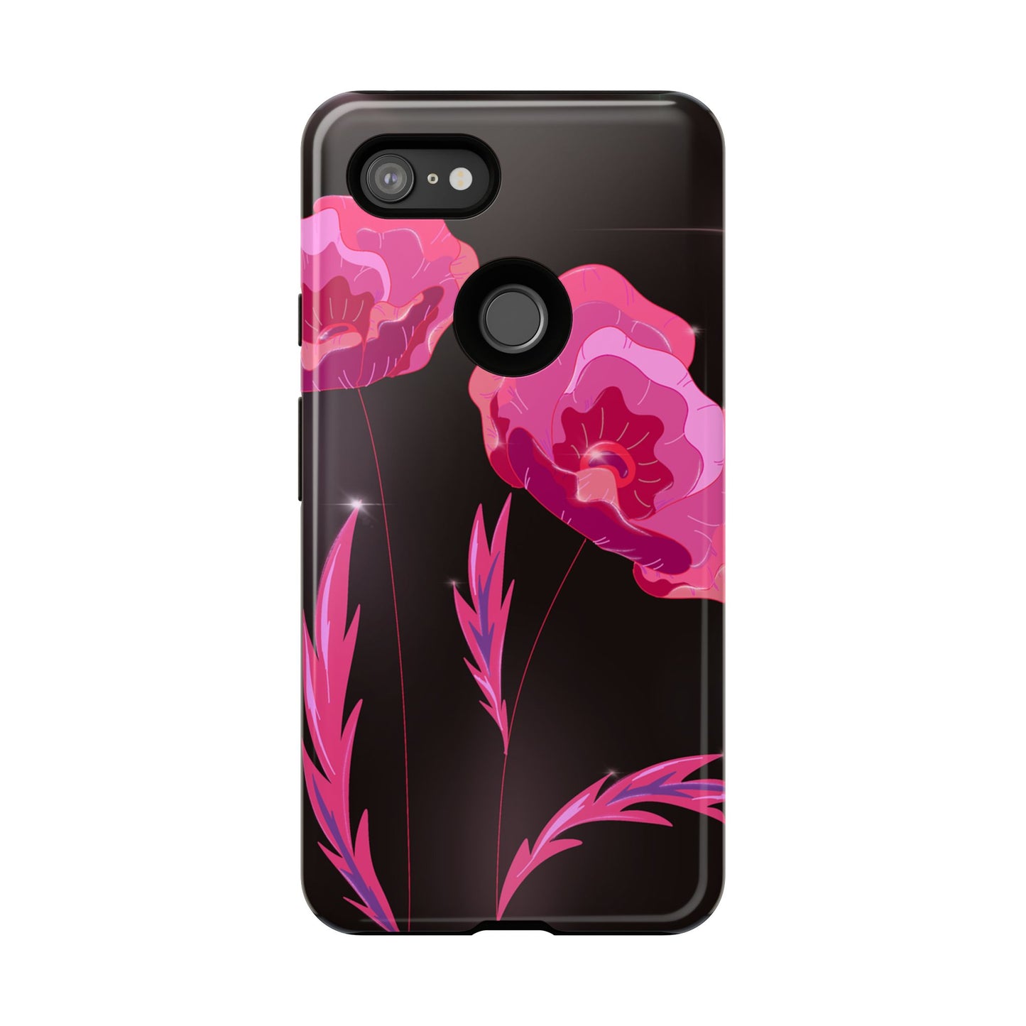 Floral iPhone Case | Tough Cases with Pink Poppy Design, Elegant Flower Phone Cover, Gift for Her, Spring Accessories, Chic Tech