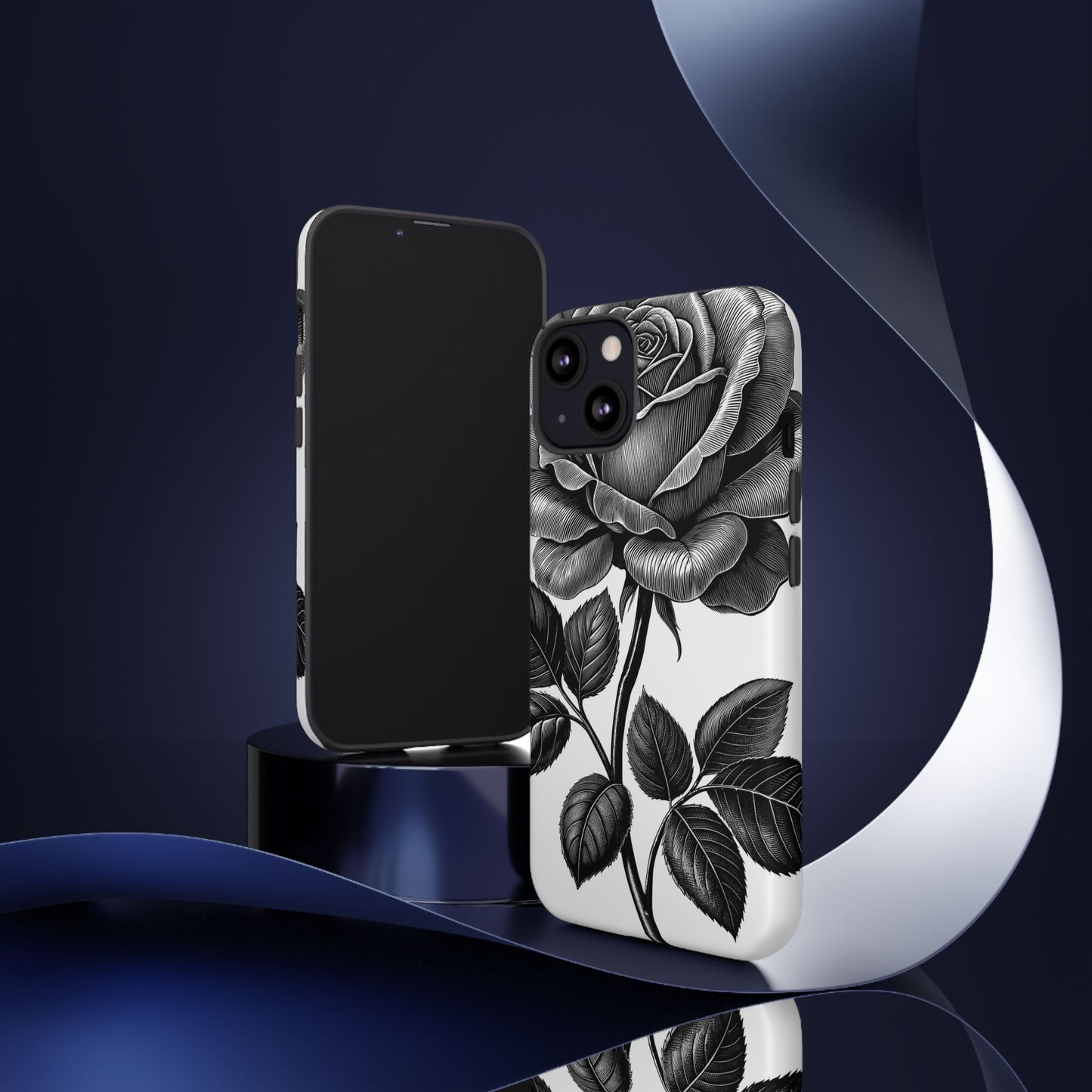 Elegant Floral Phone Case - Tough Cases, Black Rose Design, Floral Phone Cover, Stylish Phone Accessory, Gift for Her, Mother's Day