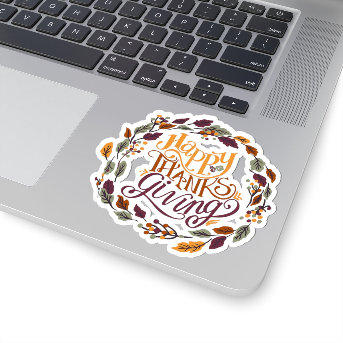 Happy Thanksgiving Fall Wreath Sticker — Kiss-Cut Thanksgiving Decal