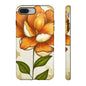 Floral Phone Case with Orange Flower Design, Tough Phone Cover, Floral Gift, Stylish Tech Accessory, Nature Lovers, Spring Vibes