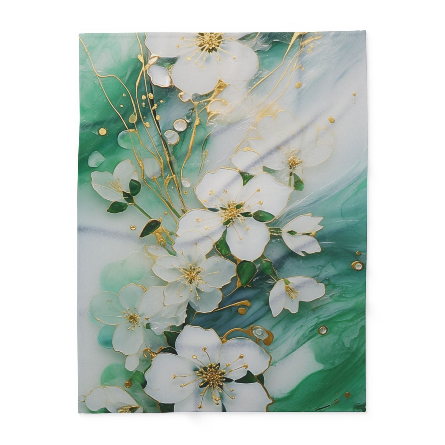 Elegant Floral Arctic Fleece Blanket, Cozy Home Decor, Gift for Her, Wedding Present, Nursery Accent, Luxe Throw