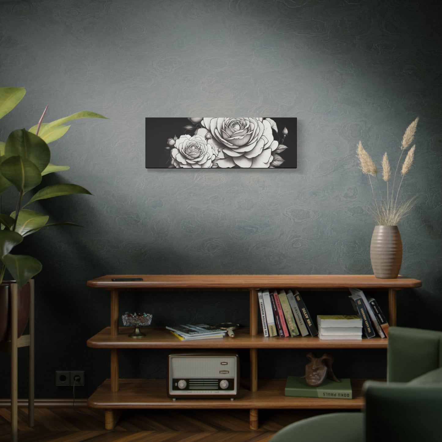 Monochrome Rose Canvas Print — Black & White Floral Wall Art