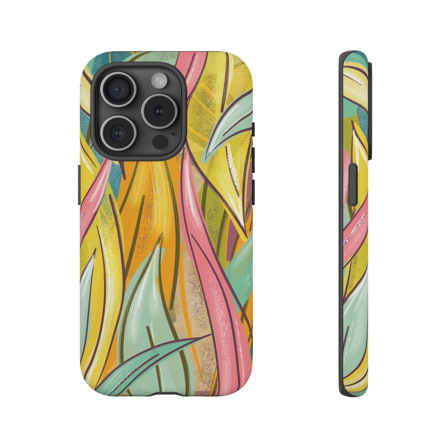 Vibrant Phone Case with Colorful Leaf Design, Tough Cases for Nature Lovers, Eco-Friendly Gift, Summer Vibes, Floral Phone Cover