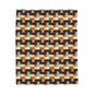 Geometric Retro Plaid Velveteen Plush Blanket — Cozy Mid-Century Throw