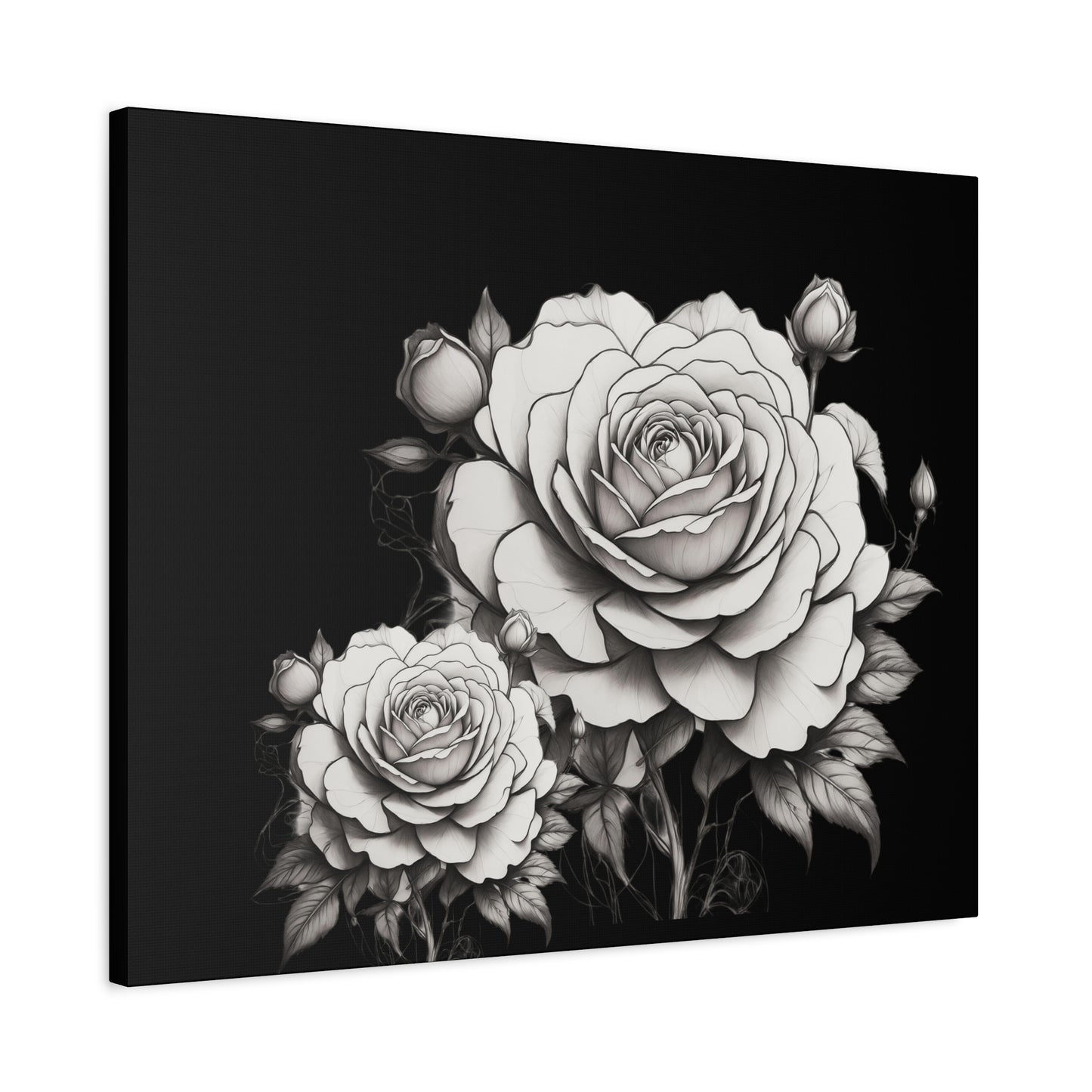 Monochrome Rose Canvas Print — Black & White Floral Wall Art