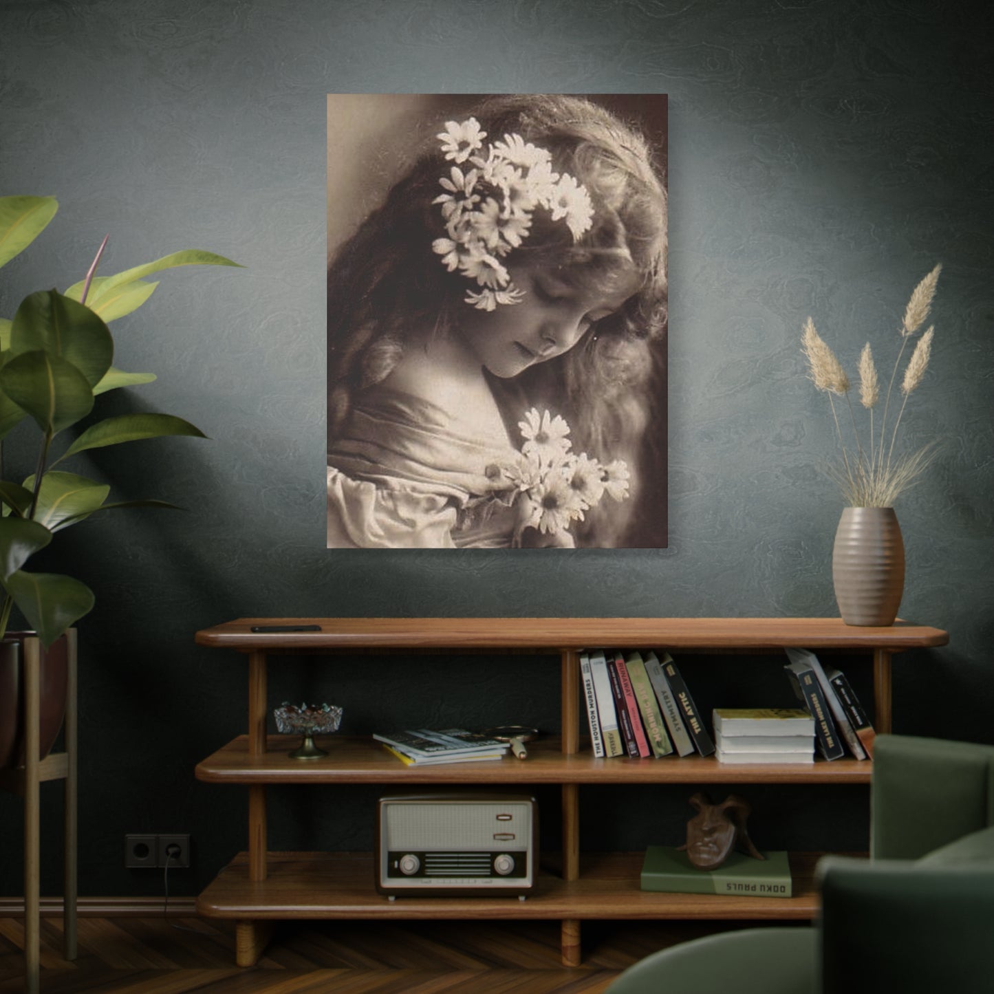 Vintage Floral Portrait Canvas
