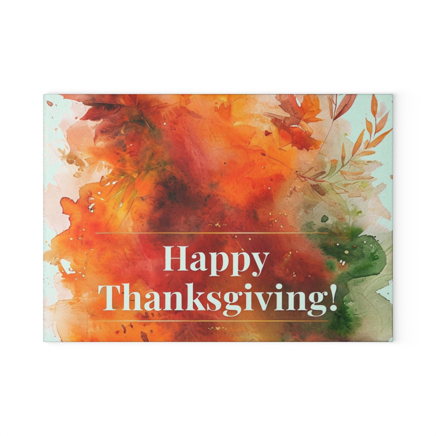 Thanksgiving Glass Cutting Board with Vibrant Autumn Design