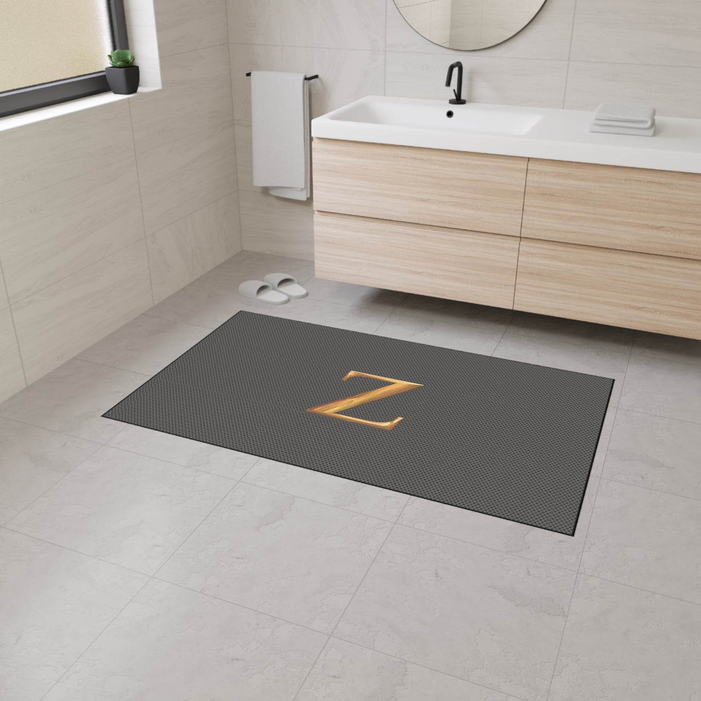 Gray and Gold Monogram Z Heavy-Duty Floor Mat