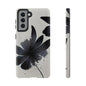 Monochrome Floral Tough Phone Case — Black Ink Flower Protective Cover