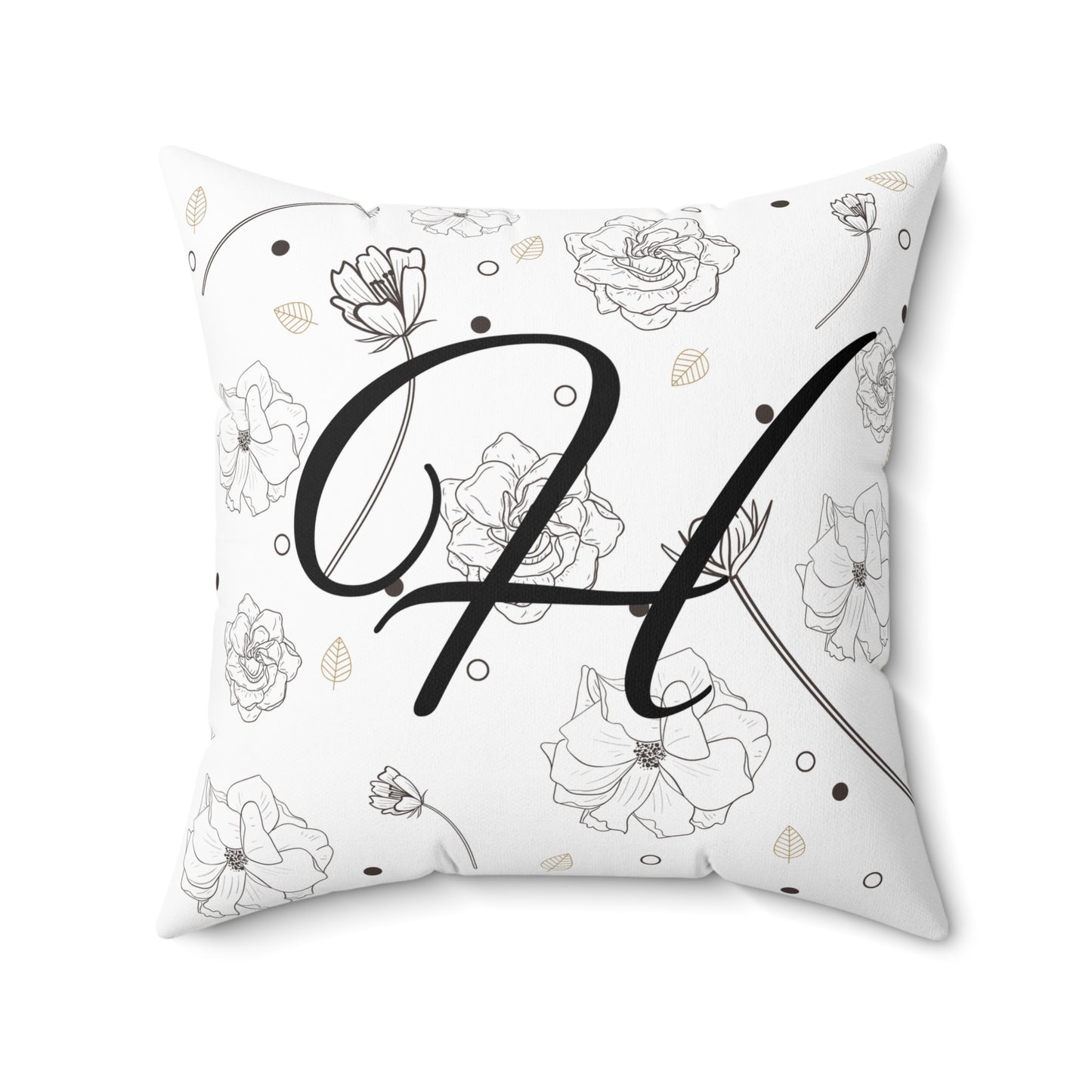 Floral Monogram Square Pillow - Personalized