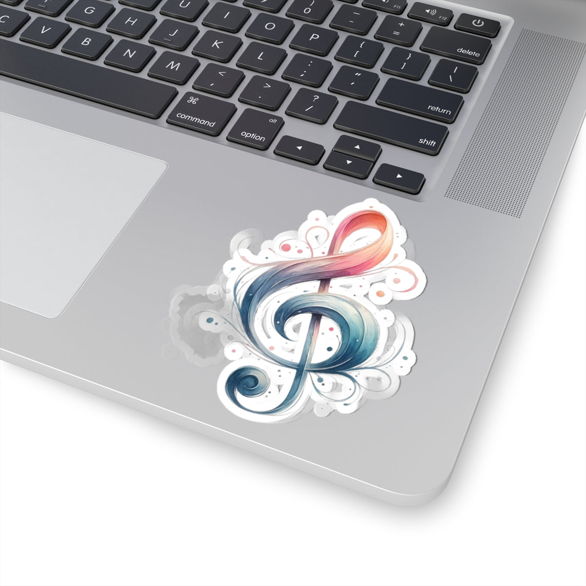 Watercolor Treble Clef Kiss-Cut Sticker — Music Symbol Laptop Decal