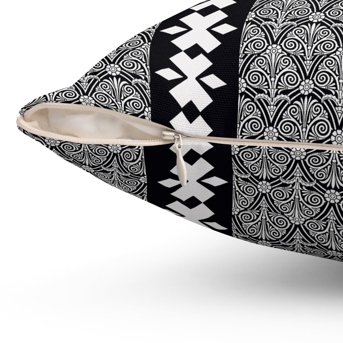 Bohemian Boho Square Pillow with Geometric Print, Cushion for Home Decor, Living Room Accent, Stylish Throw Pillow, Gift for Her