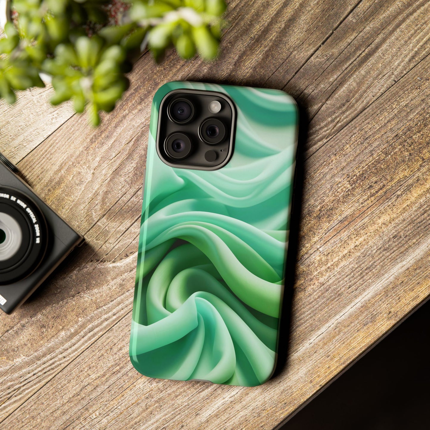 Stylish Phone Case, Tough Case, Green Abstract Design, Cell Phone Cover, Unique Gift, Trendy Accessory