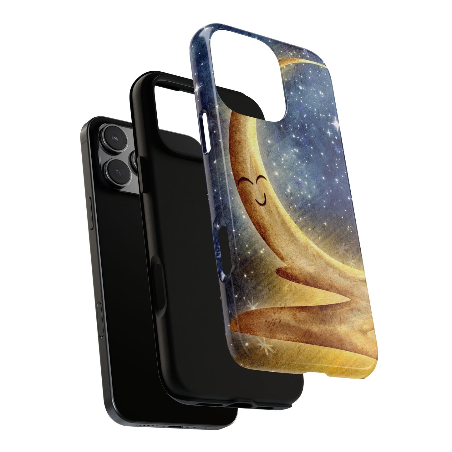 Moonlit Smile Phone Case — Starry Night Crescent Moon iPhone Cover