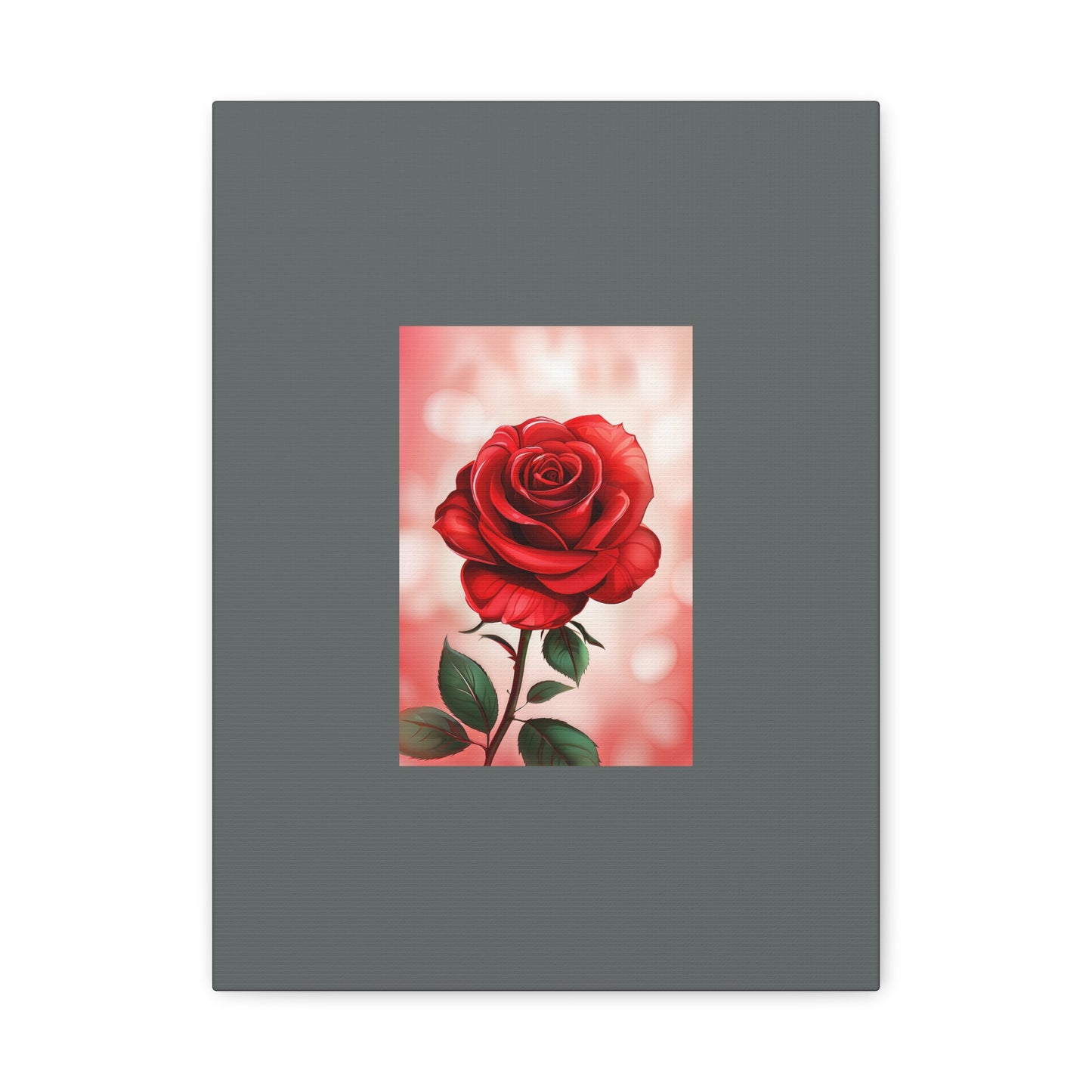 Red Rose Vertical Matte Canvas Print — Romantic Floral Wall Art