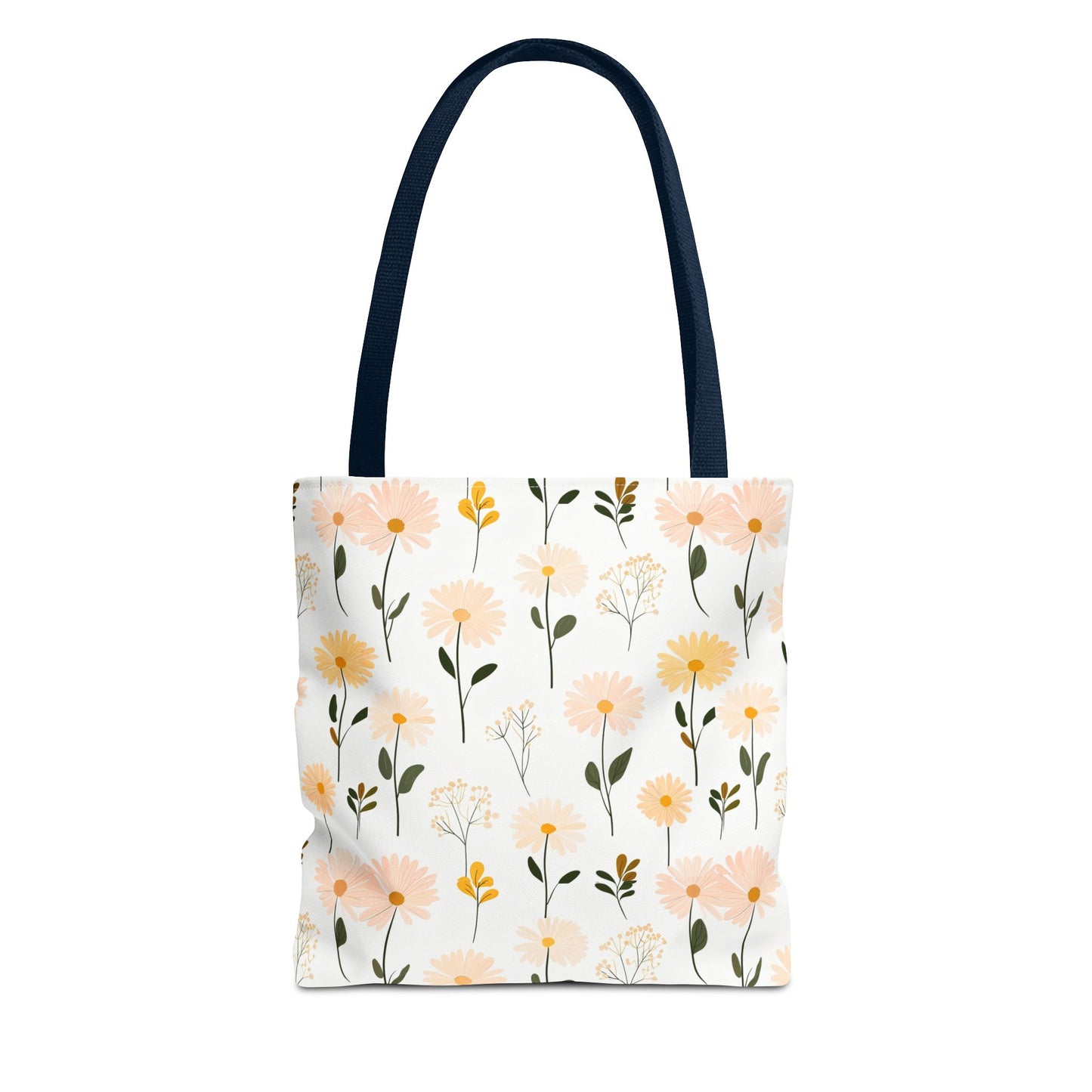 Floral Daisy Pattern Tote Bag — Pastel Spring Flowers All-Over Print