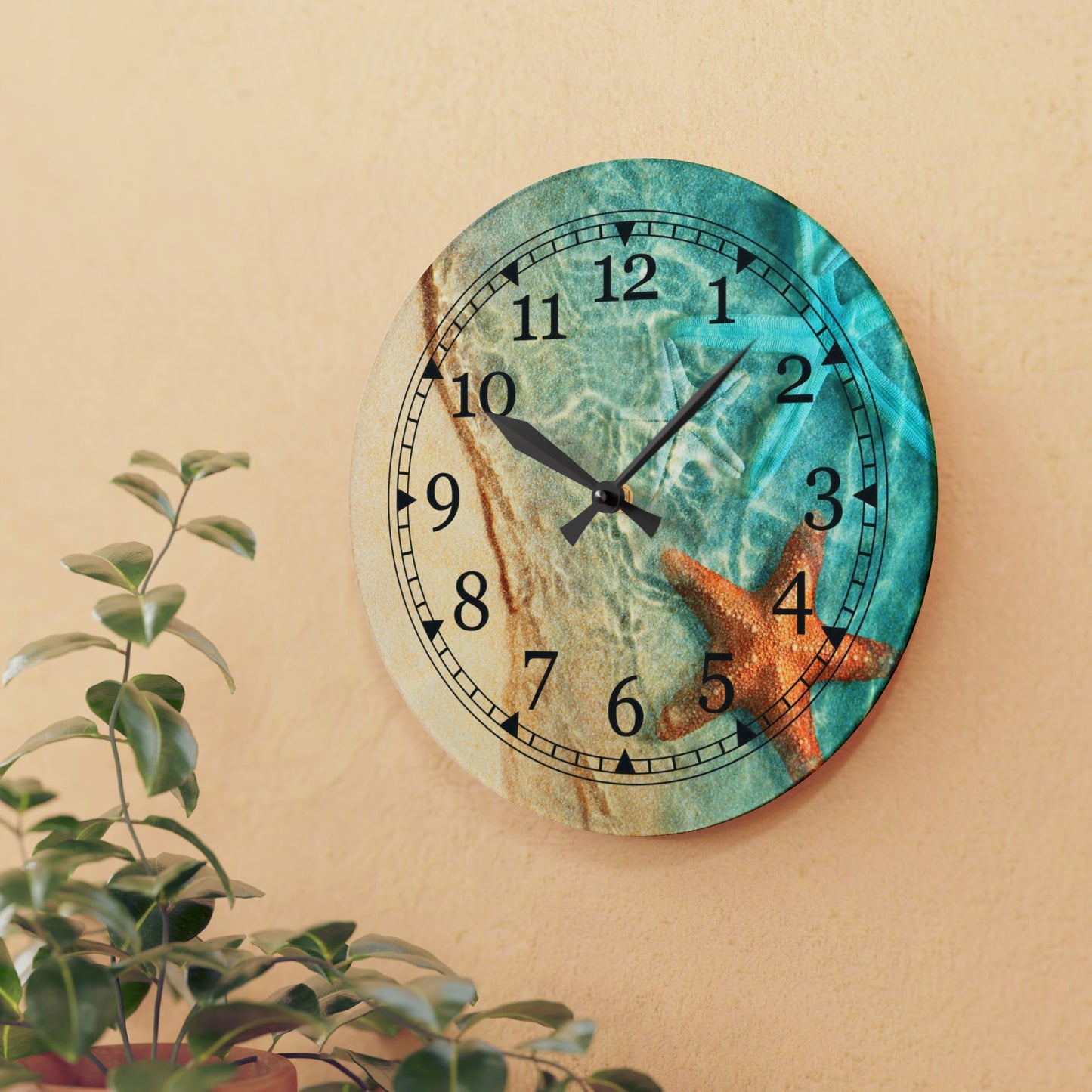 Beach Themed Acrylic Wall Clock, Coastal Decor, Ocean Vibes, Home Decor