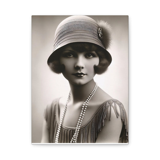 Vintage 1920s Flapper Portrait Canvas