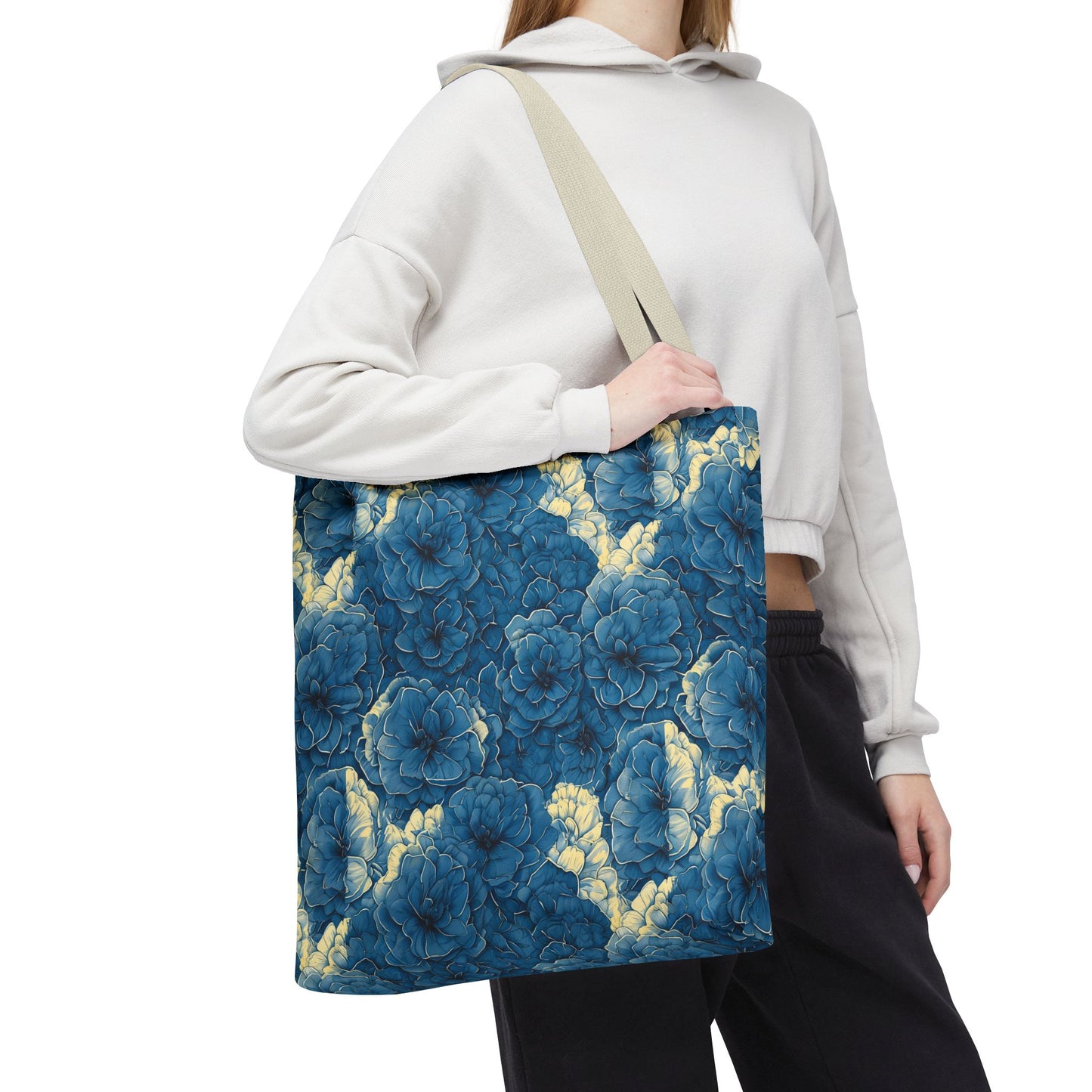 Floral Blue Peony Tote