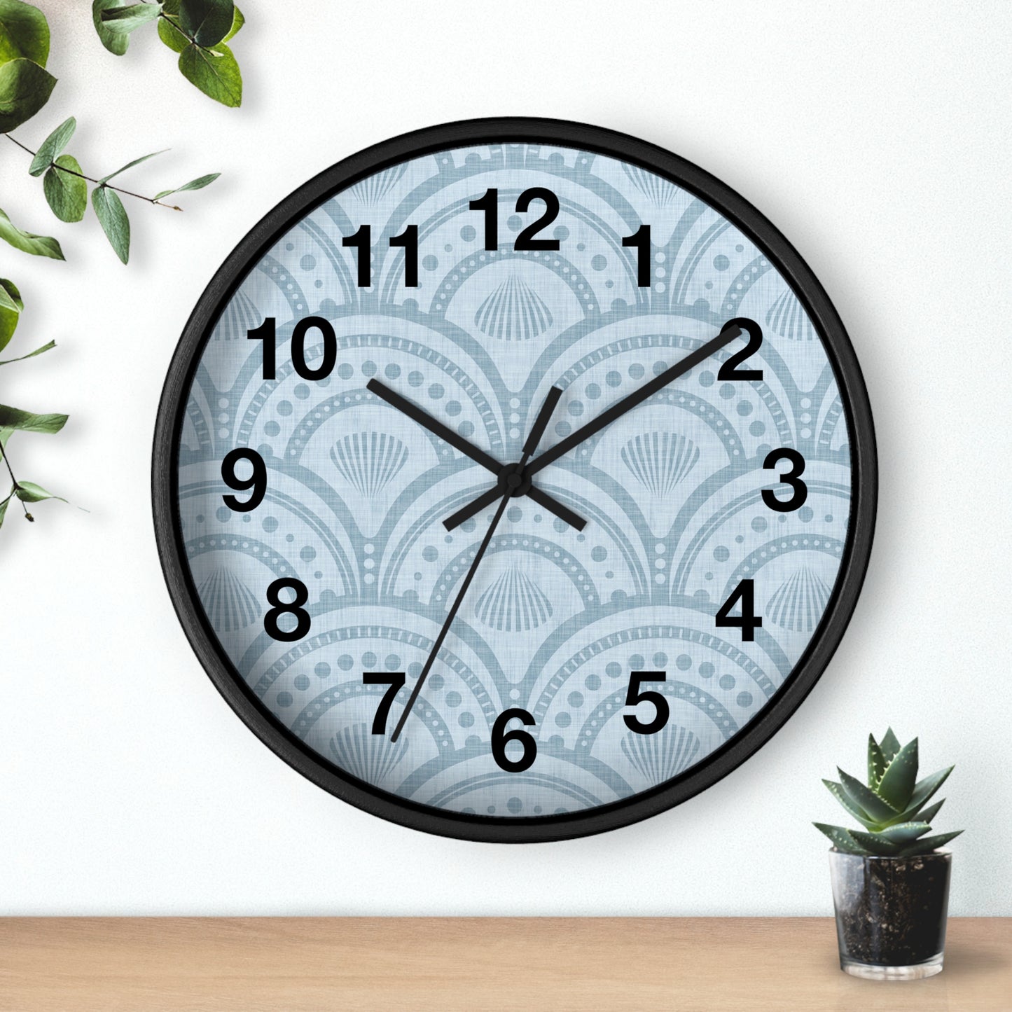 Coastal Blue Art Deco Wall Clock