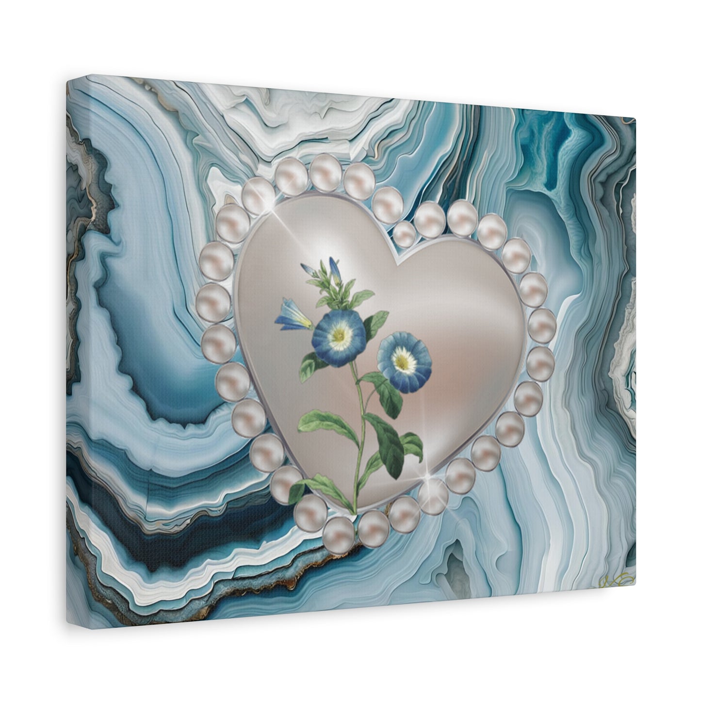 Elegant Floral Heart Canvas Wall Art, Modern Home Decor, Gift for Her