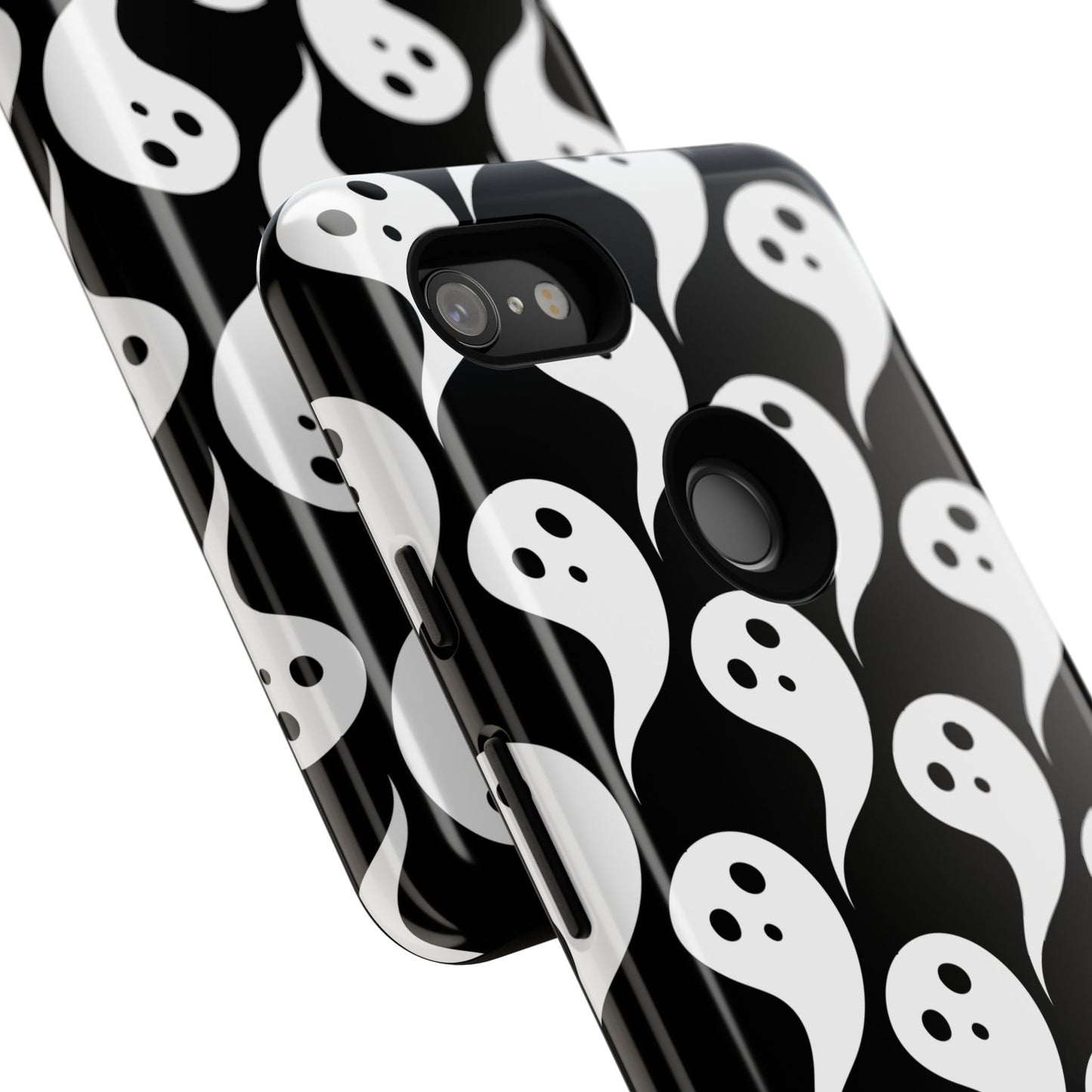 Ghost Pattern Phone Case, Cute Ghost Cell Phone Cover, Halloween Accessory, Spooky Gift, Black and White Phone Case
