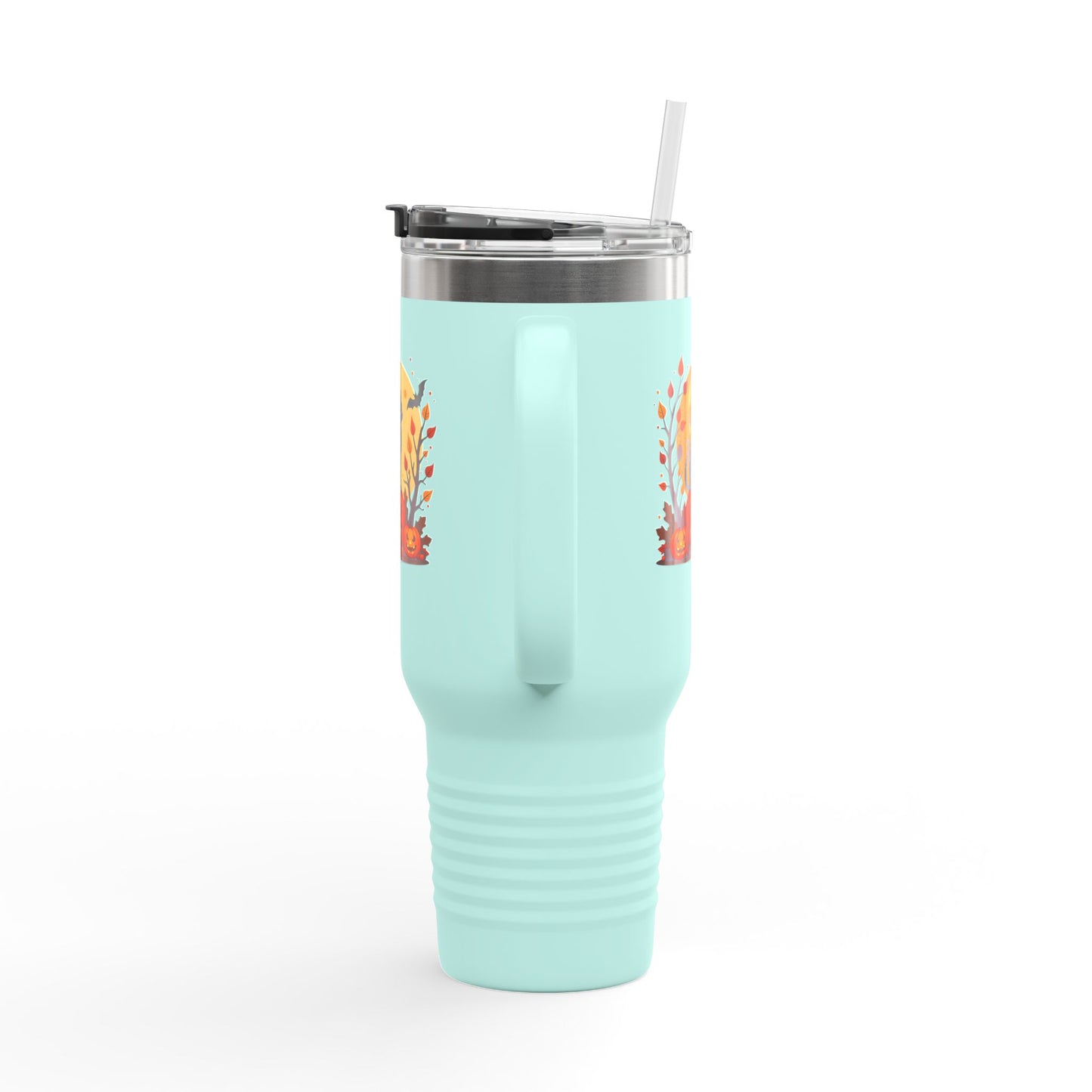 Halloween Cat Insulated Travel Mug | 40oz, Fall Coffee Tumbler, Pumpkin Travel Cup, Spooky Drinkware, Gift for Cat Lovers