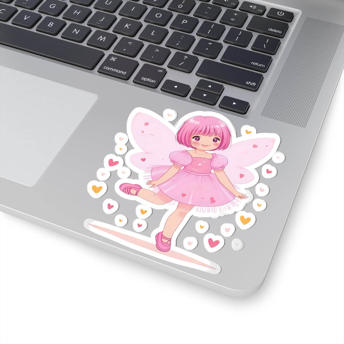 Pink Fairy Girl Kiss-Cut Sticker — Cute Ballet Fairy Laptop Decal