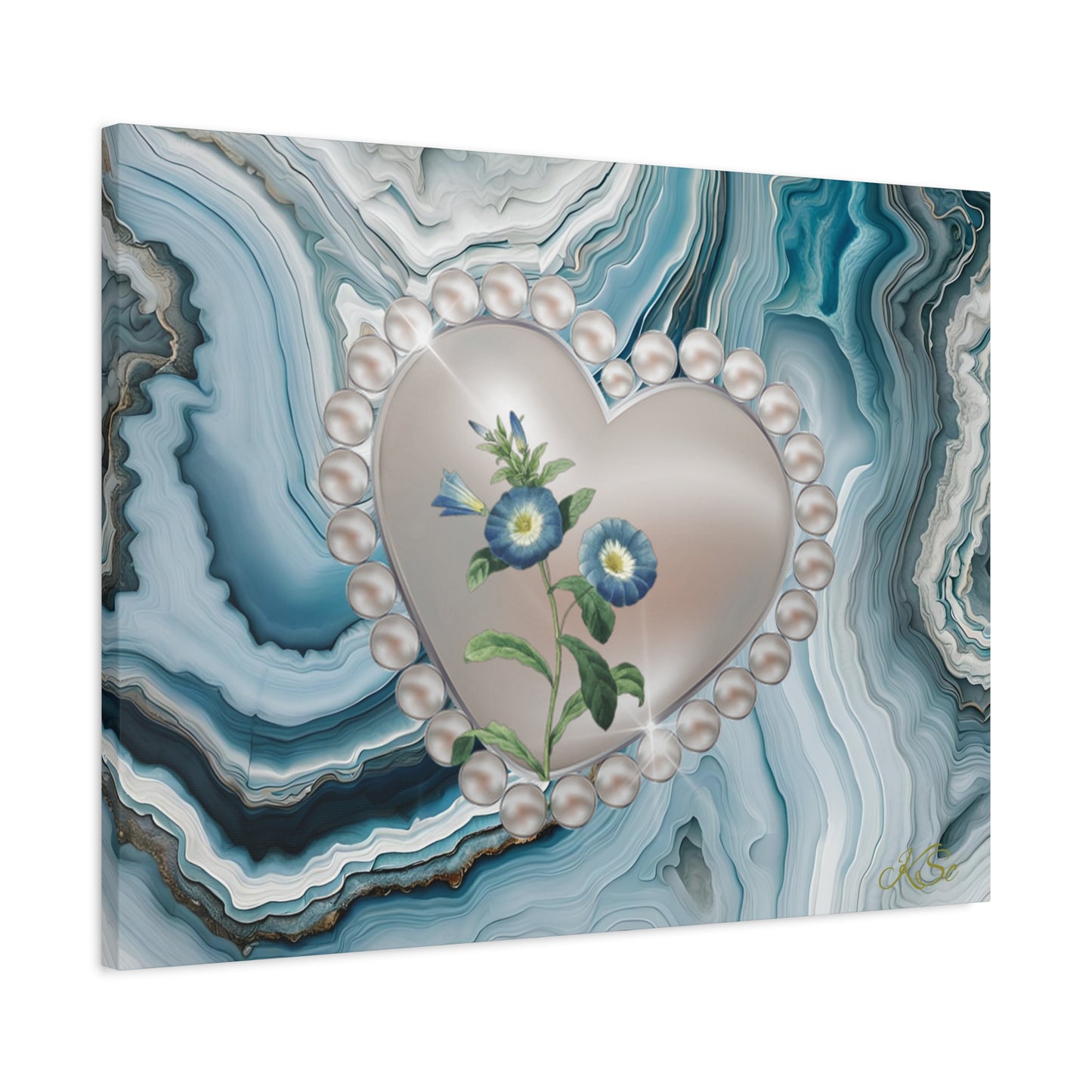 Elegant Floral Heart Canvas Wall Art, Modern Home Decor, Gift for Her