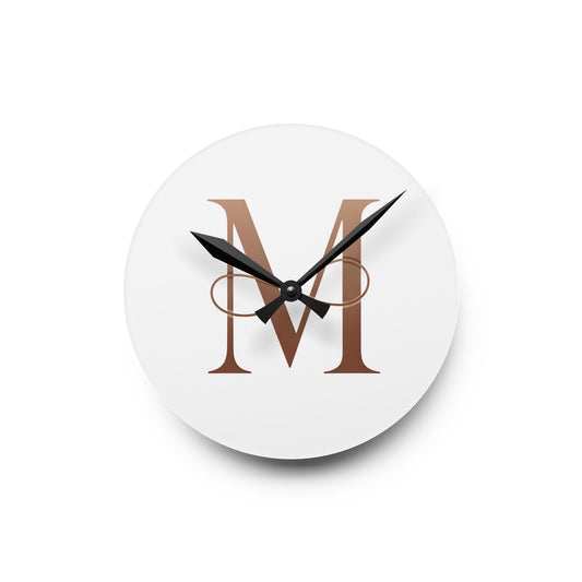 Elegant Monogram Acrylic Wall Clock - Personalize Your Space, Modern Home Decor, Unique Gift for Her, Housewarming, Minimalist Design