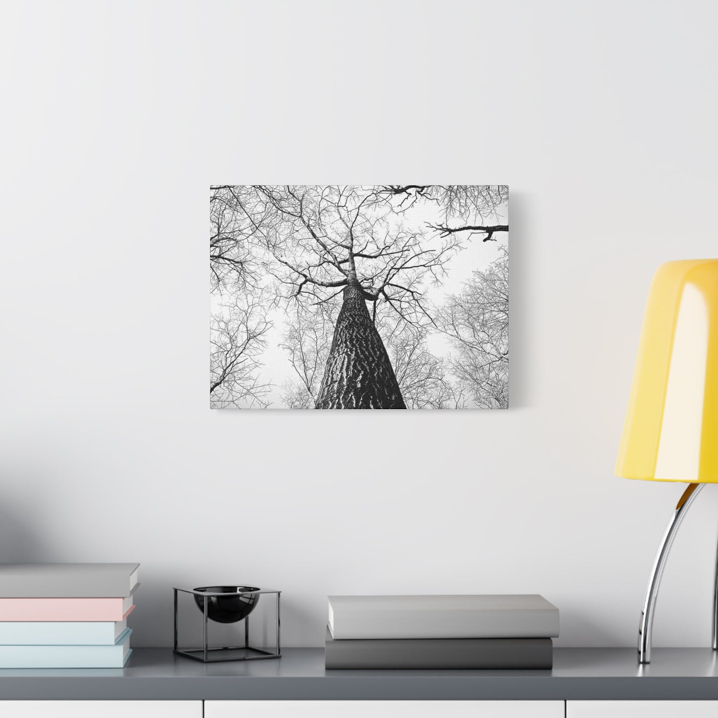 Black & White Tree Canopy Matte Canvas Wall Art — Upward Forest Photography