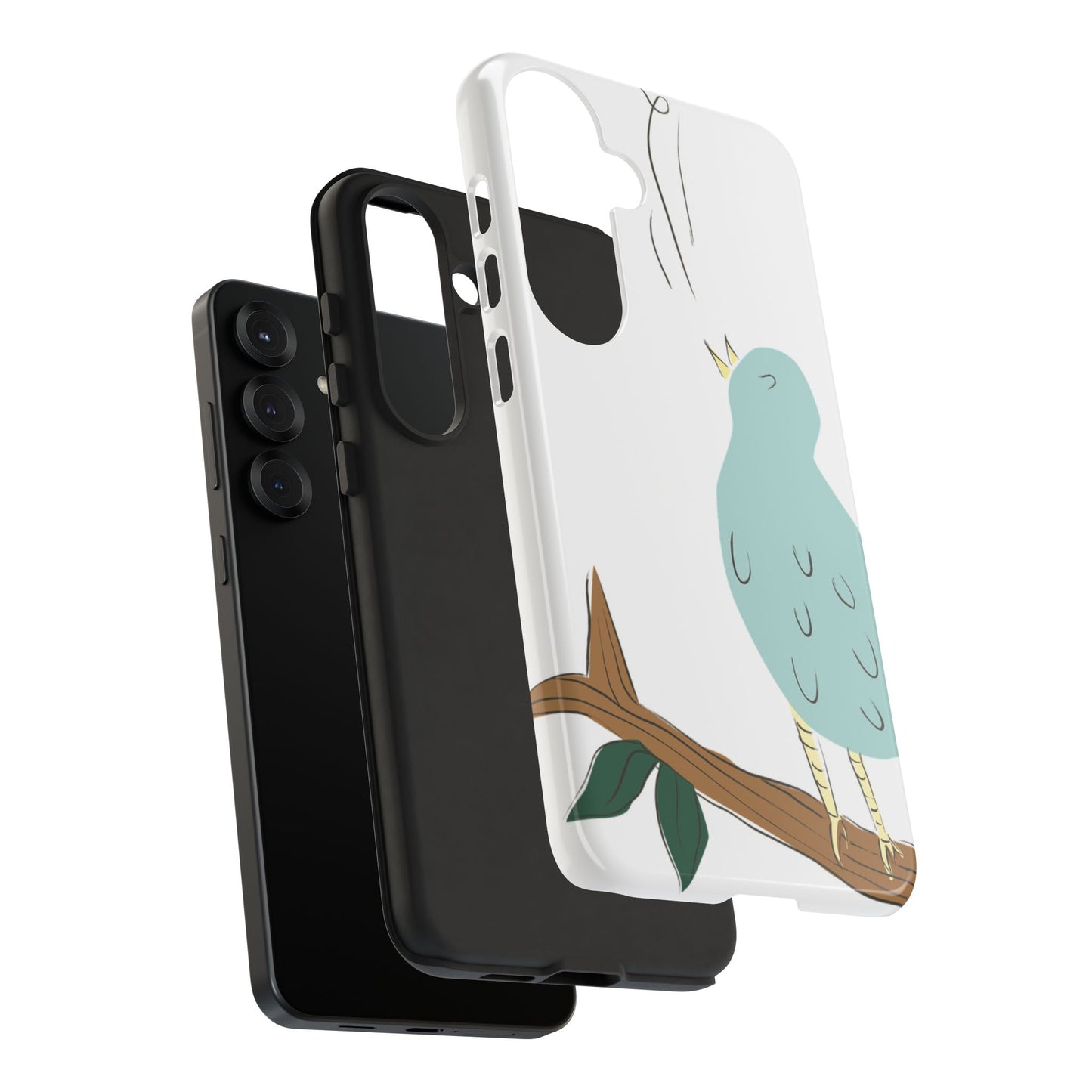 Birdsong Phone Case — Cute Blue Bird on Branch Protective Case