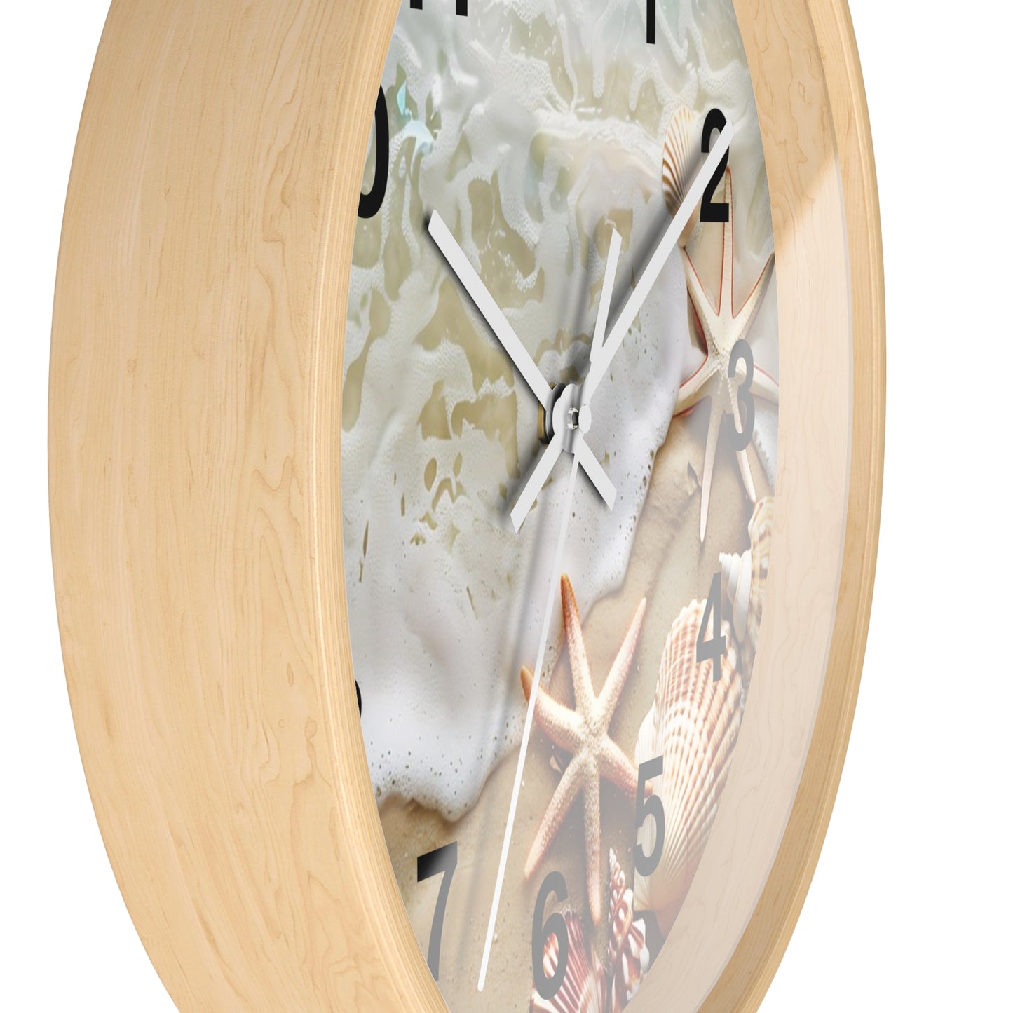 Beach Shells Wall Clock — Coastal Starfish Seaside Decor
